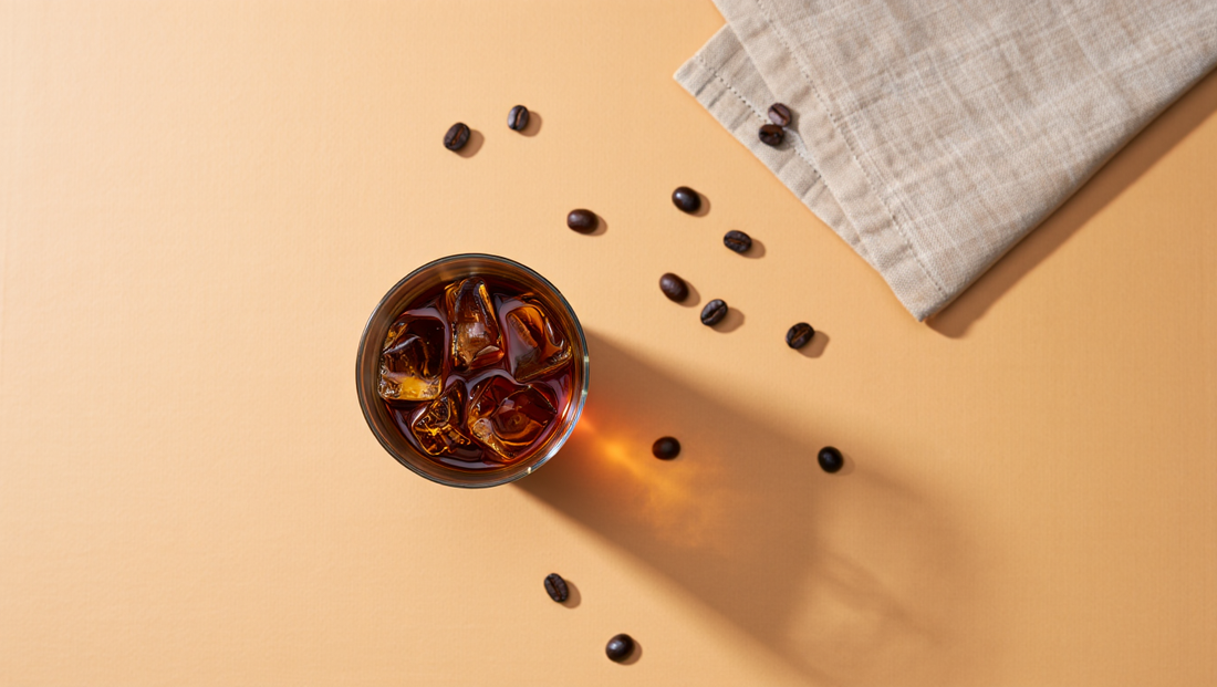 downward view of a glass of cold brew coffee