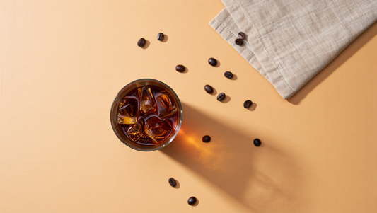 downward view of a glass of cold brew coffee