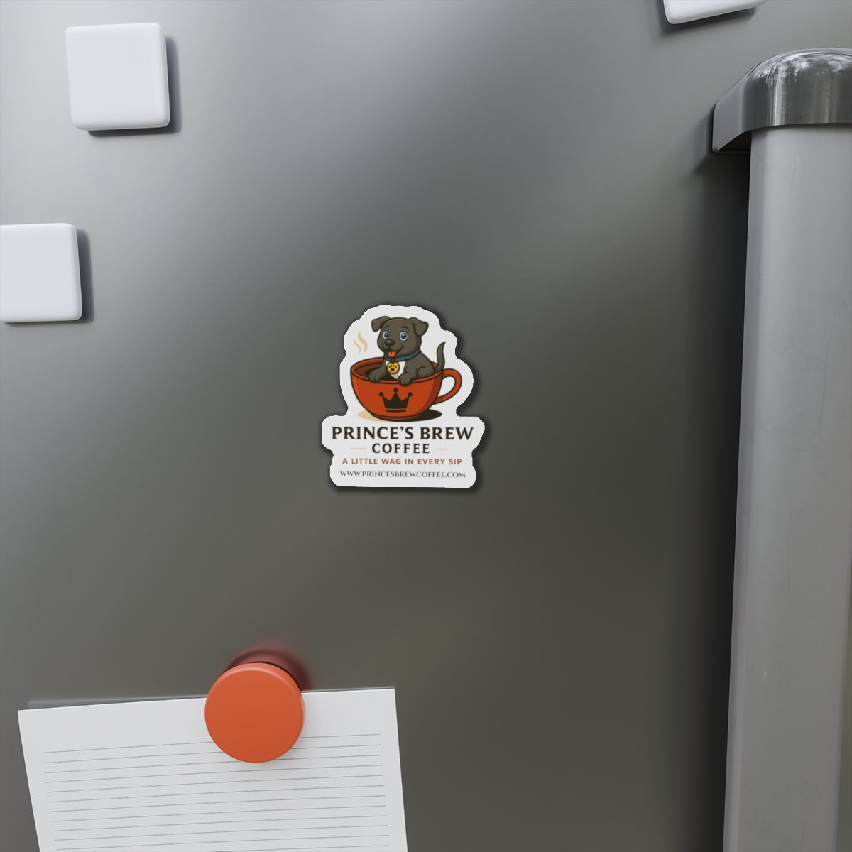 Die-Cut Magnet — Prince’s Brew Coffee Puppy Logo Sticker