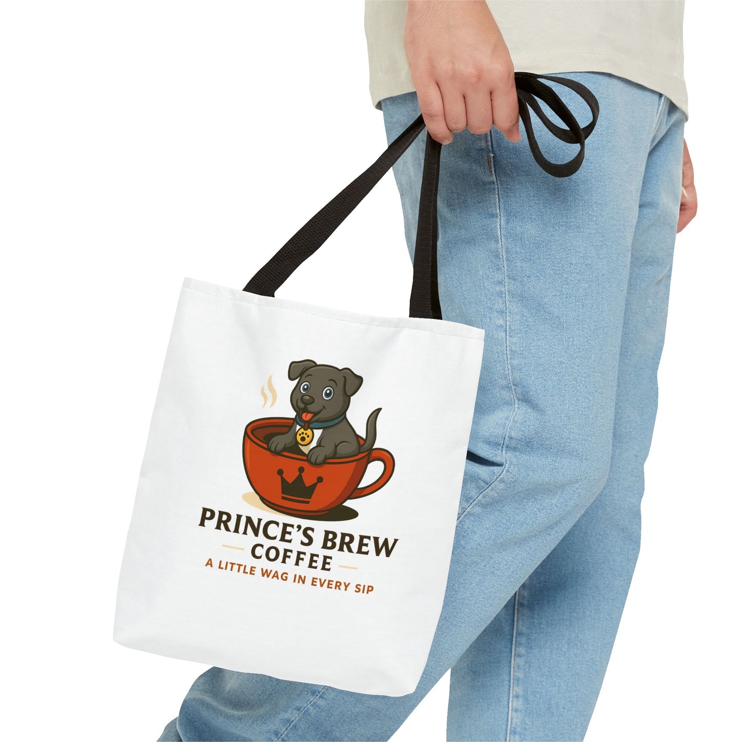 Dog-Themed Coffee Tote Bag - "Prince's Brew Coffee" Design