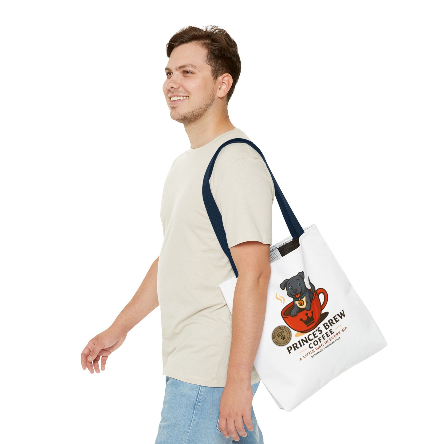 Dog-Themed Coffee Tote Bag - "Prince's Brew Coffee" Design