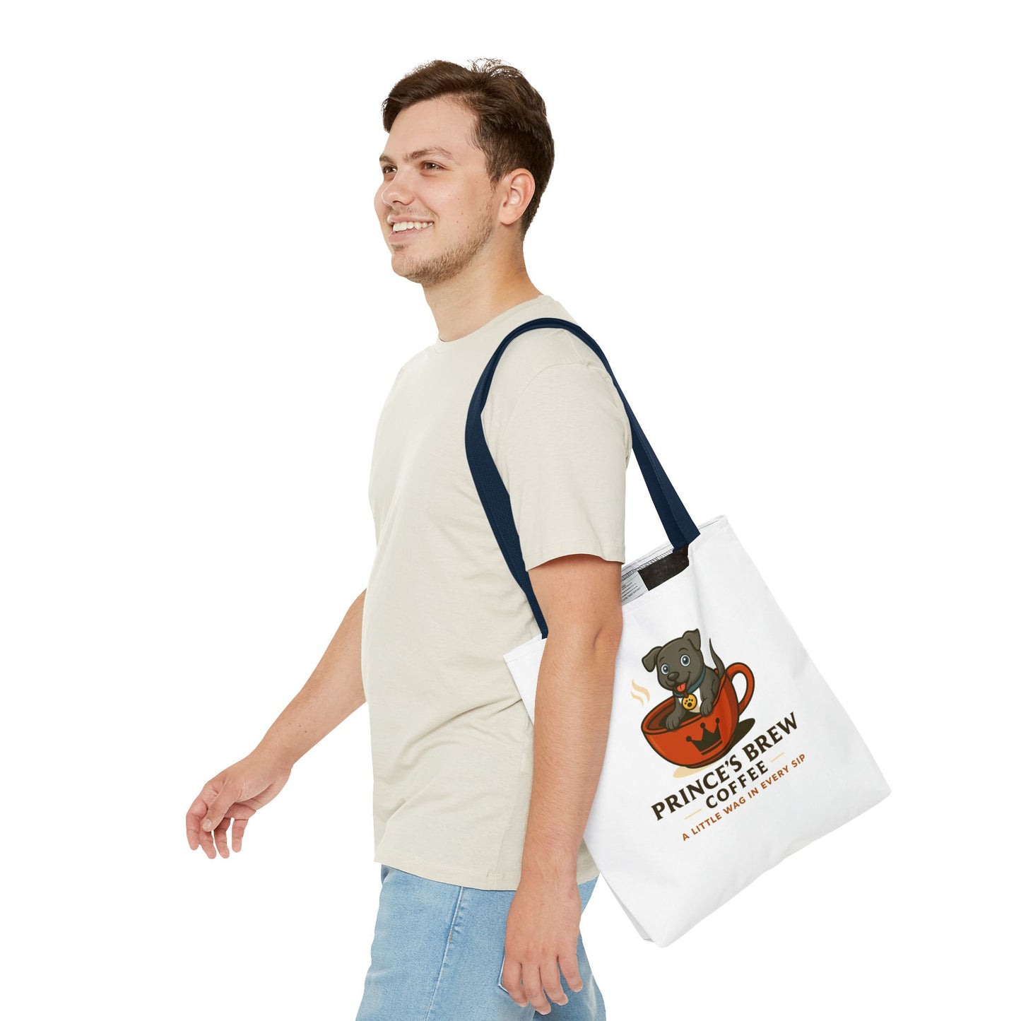 Dog-Themed Coffee Tote Bag - "Prince's Brew Coffee" Design