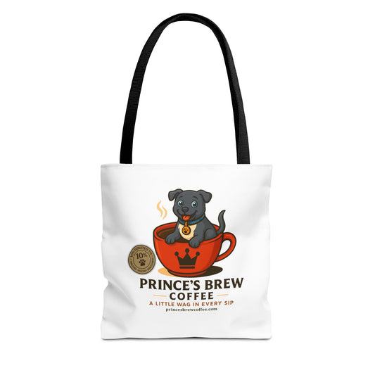 Dog-Themed Coffee Tote Bag - "Prince's Brew Coffee" Design