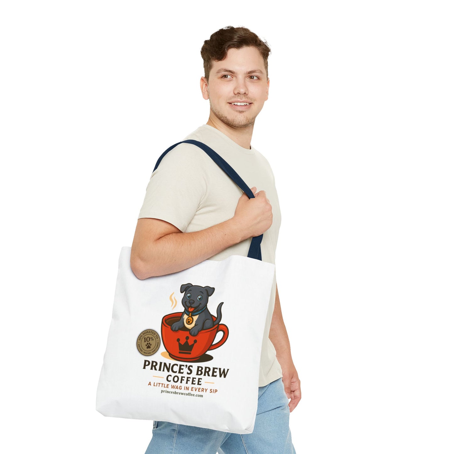 Dog-Themed Coffee Tote Bag - "Prince's Brew Coffee" Design
