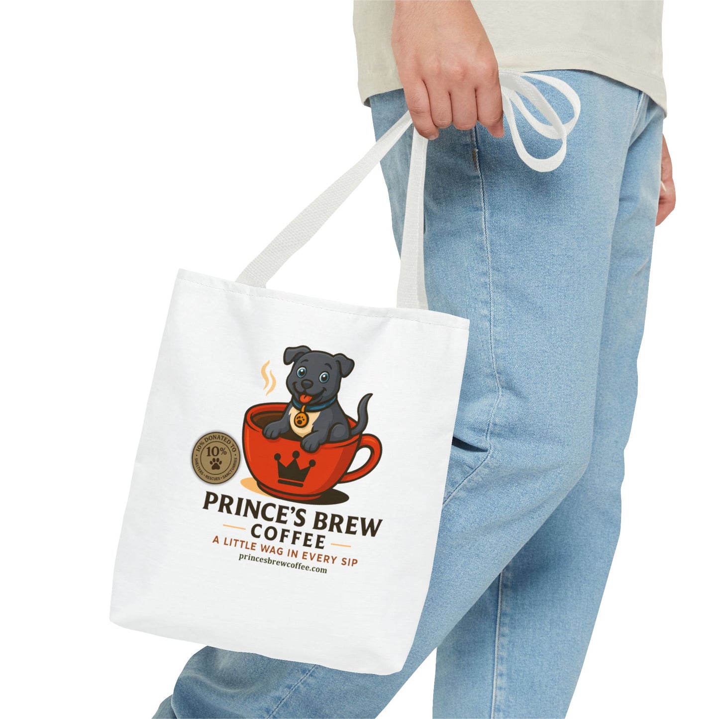 Dog-Themed Coffee Tote Bag - "Prince's Brew Coffee" Design
