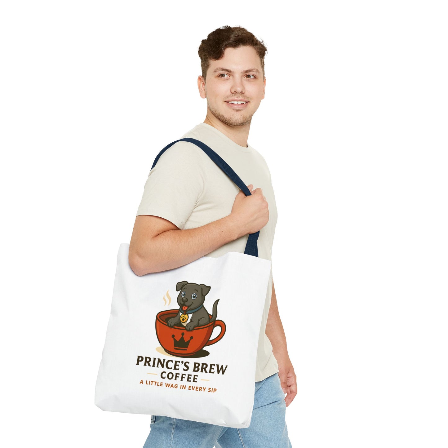 Dog-Themed Coffee Tote Bag - "Prince's Brew Coffee" Design