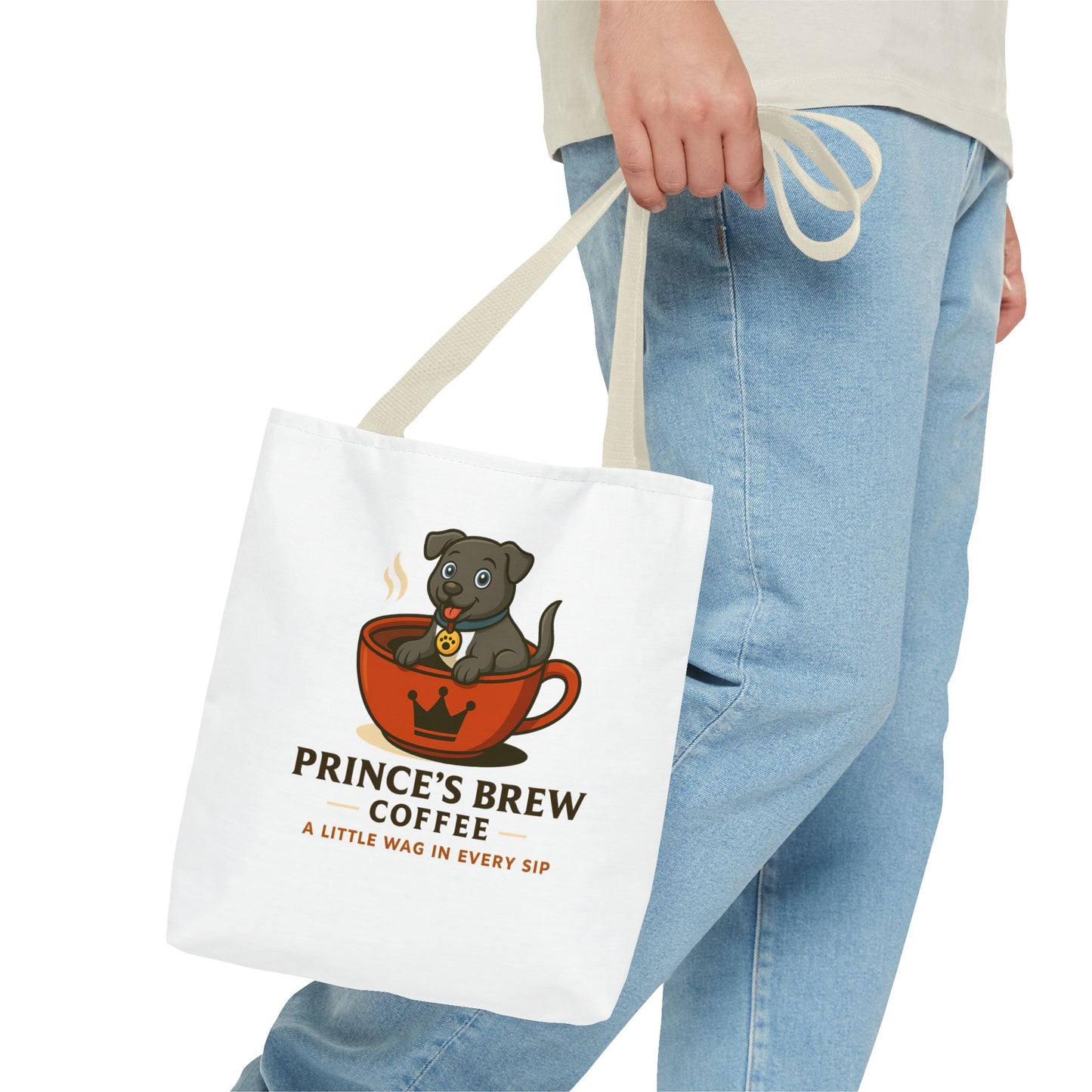Dog-Themed Coffee Tote Bag - "Prince's Brew Coffee" Design