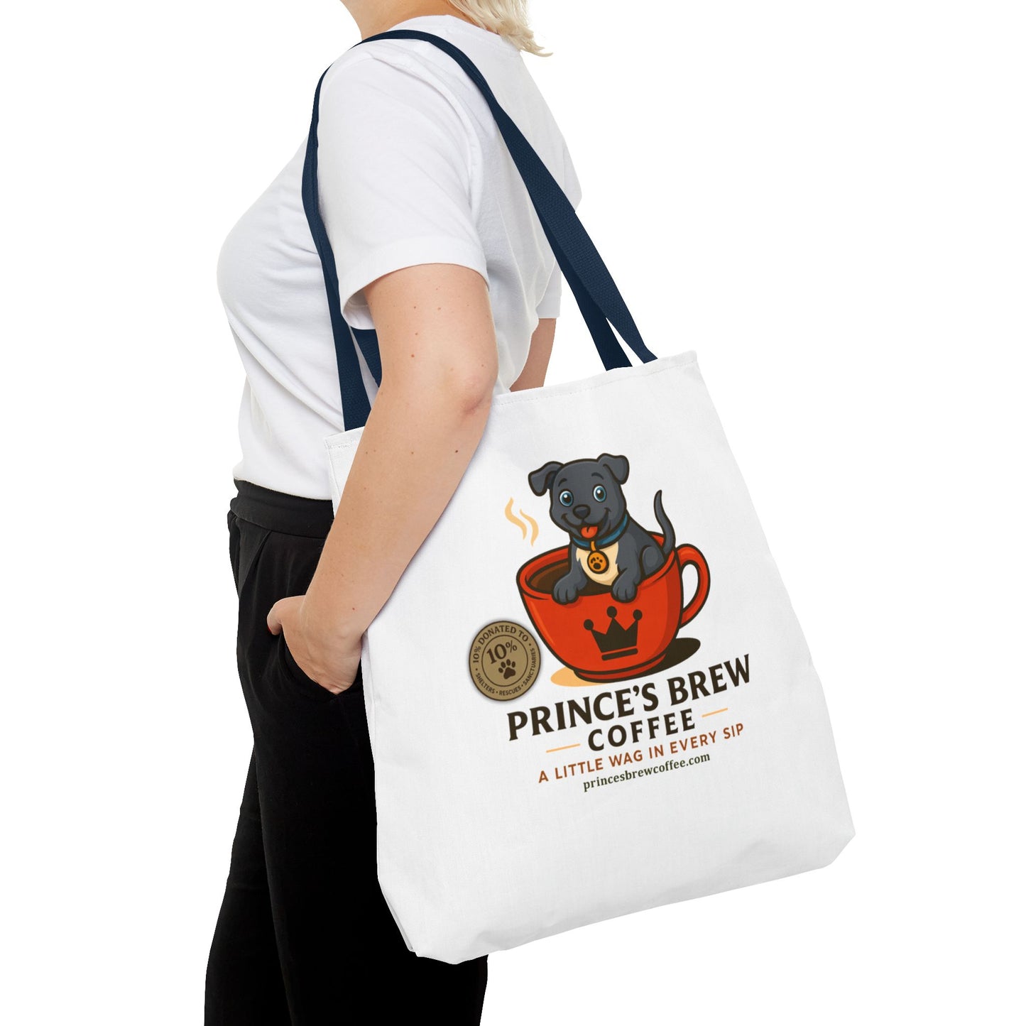 Dog-Themed Coffee Tote Bag - "Prince's Brew Coffee" Design