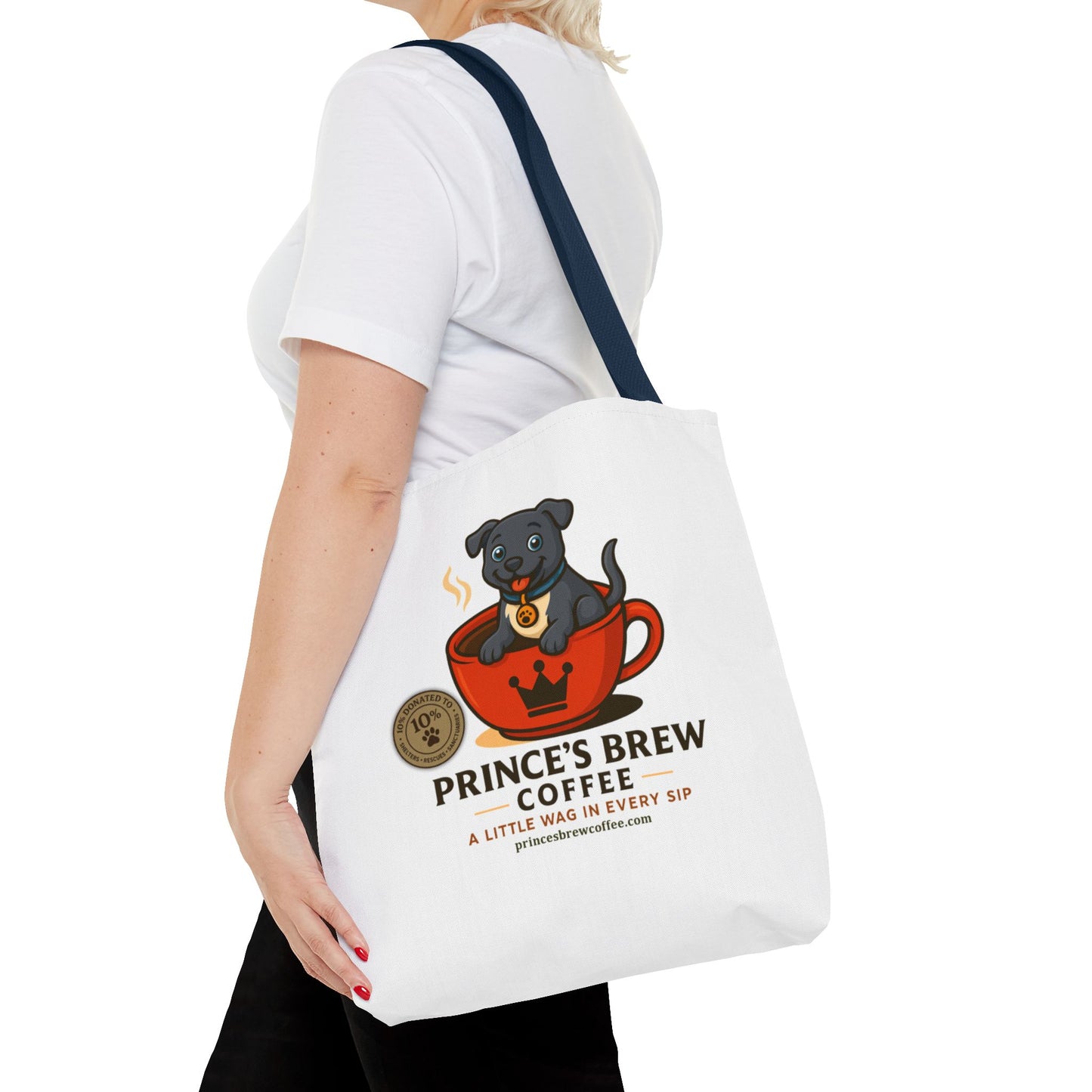 Dog-Themed Coffee Tote Bag - "Prince's Brew Coffee" Design