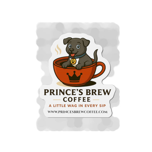 Die-Cut Magnet — Prince’s Brew Coffee Puppy Logo Sticker