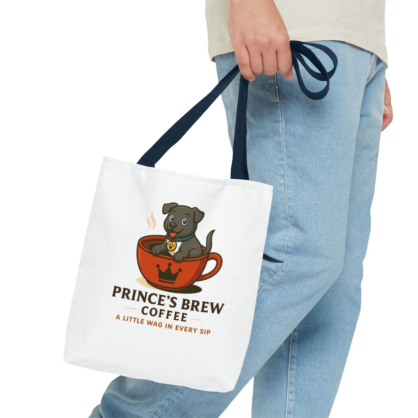 Dog-Themed Coffee Tote Bag - "Prince's Brew Coffee" Design