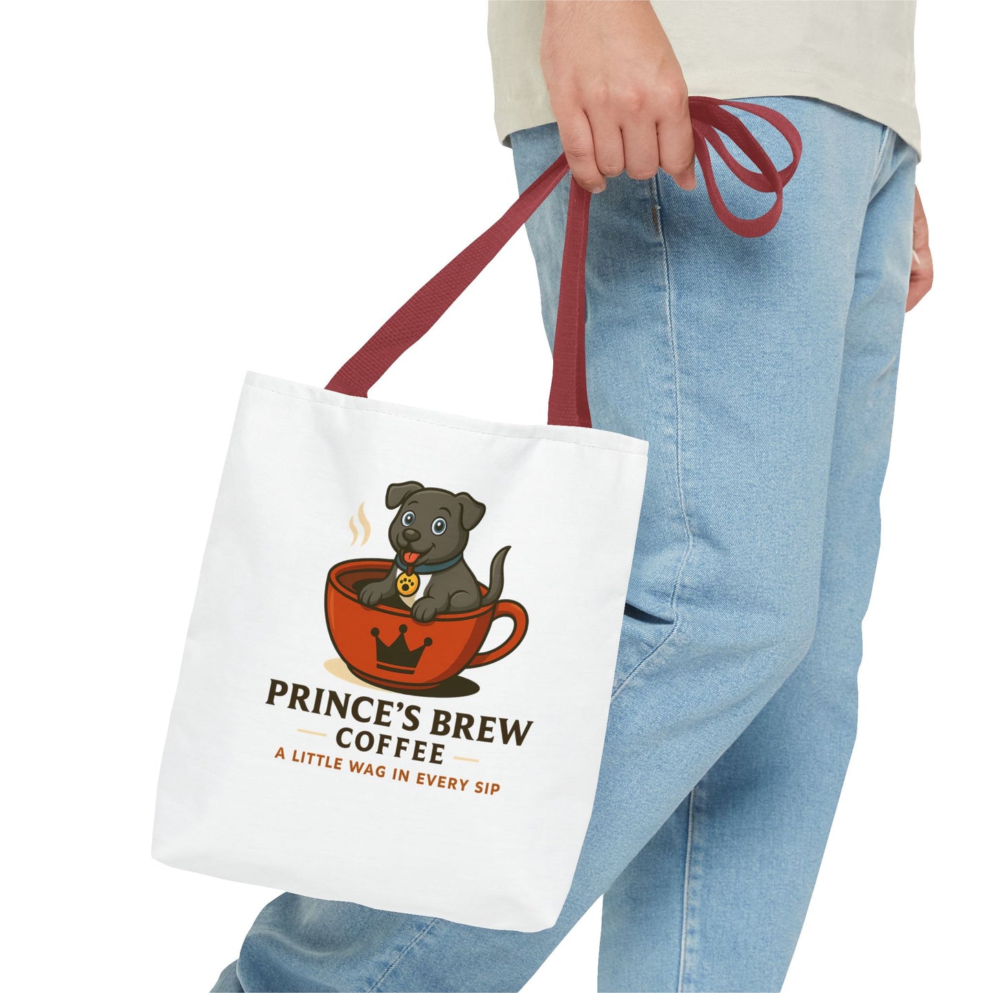 Dog-Themed Coffee Tote Bag - "Prince's Brew Coffee" Design